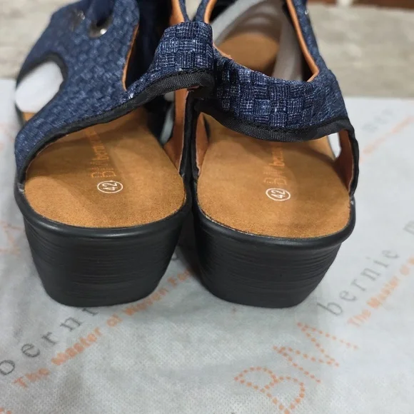 NEW Bernie Mev "Marcelo" Women's Wedge Sandals Lace Up Woven Denim 2 Laces 42/11 - Picture 5 of 11